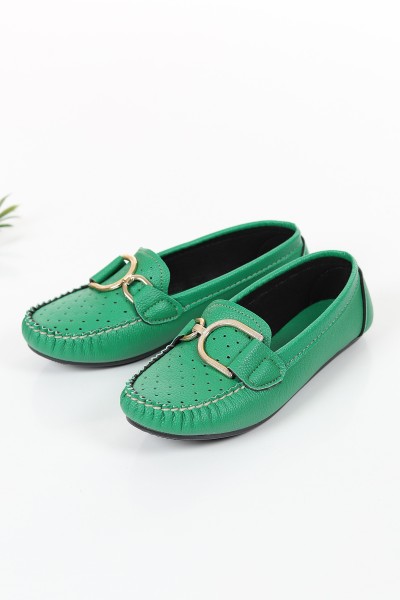 Yeşil Tokalı Kadın Babet Ayakkabı 120677