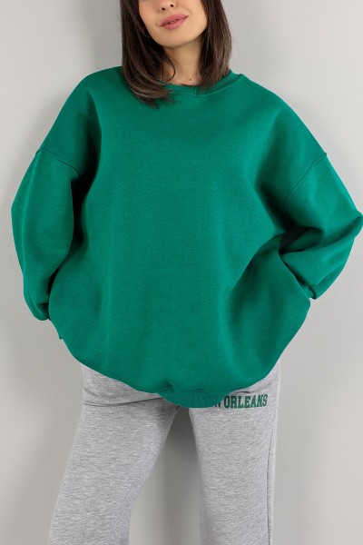 Yeşil Üç İp İçi Şardonlu Sweat Tunik 138559