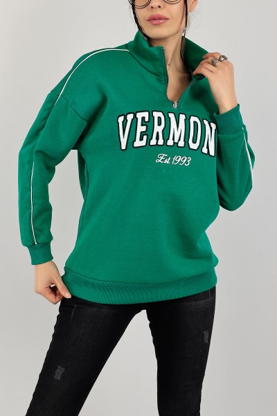 Yeşil Üç İp Şardonlu Bayan Sweat 143379