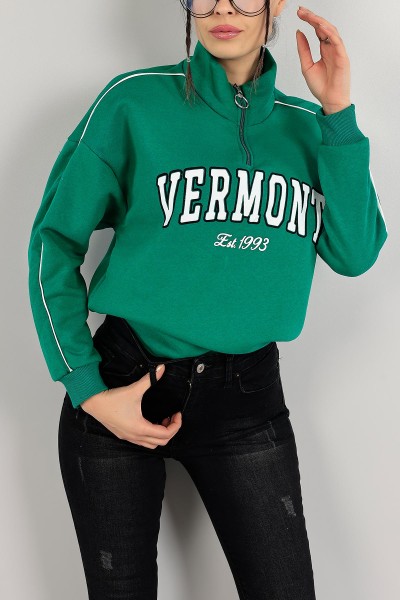 Yeşil Üç İp Şardonlu Bayan Sweat 143379