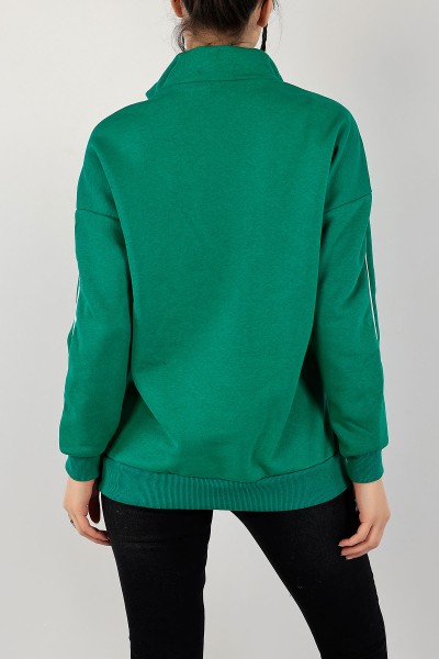 Yeşil Üç İp Şardonlu Bayan Sweat 143379