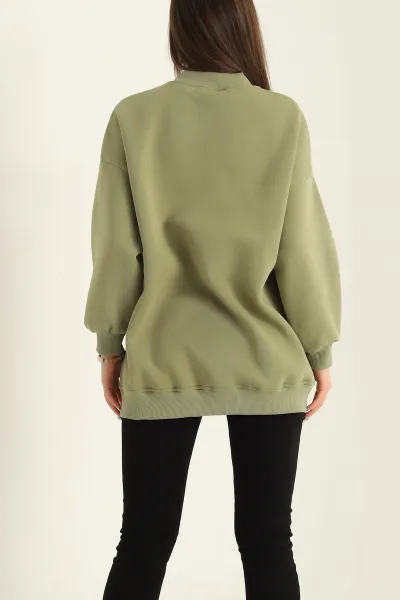 Yeşil Üç İplik Şardonlu Sweat Tunik 321588