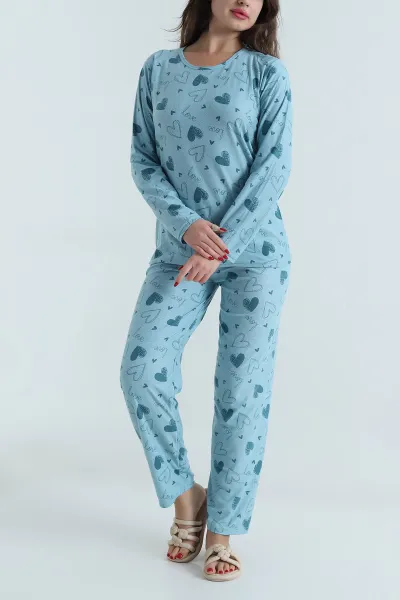 Yeşil Uzun Kollu Süet Kadın Pijama Takımı 499333