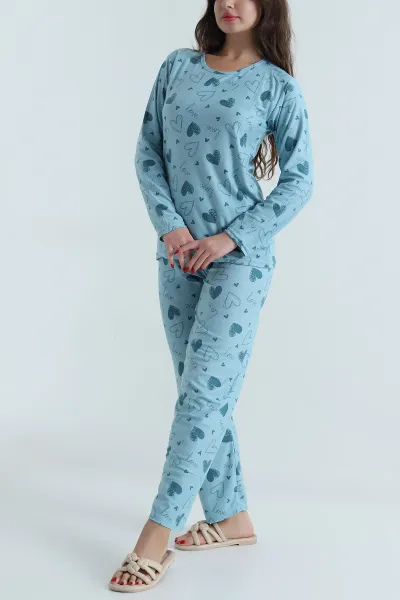 Yeşil Uzun Kollu Süet Kadın Pijama Takımı 499333