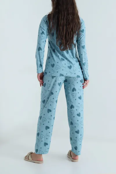 Yeşil Uzun Kollu Süet Kadın Pijama Takımı 499333