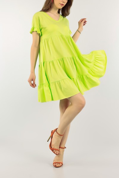Yeşil V Yaka Süprem Elbise 115855