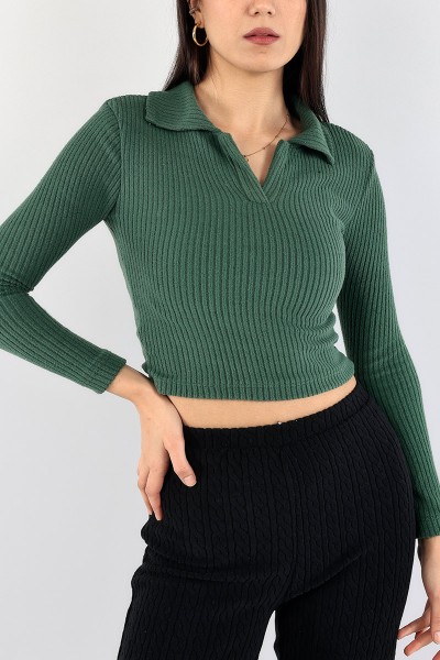 Yeşil Yakalı Fitilli Triko 92706