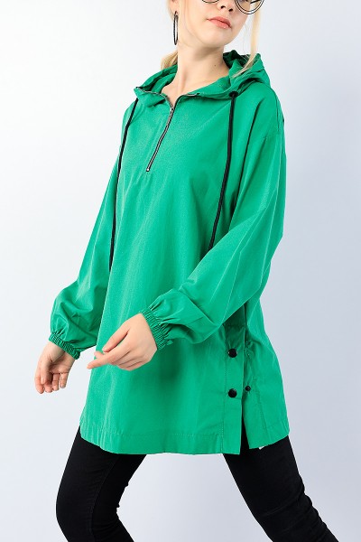 Yeşil Yan Çıtçıtlı Fermuarlı Tunik 75114