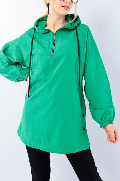 Yeşil Yan Çıtçıtlı Fermuarlı Tunik 75114