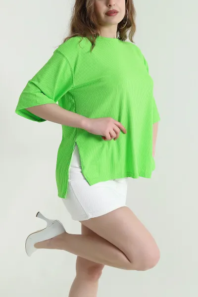 yesil-yani-yirtmacli-bisiklet-yaka-kadin-bluz-449268