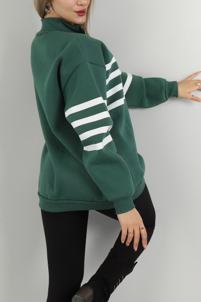 Yeşil Yarım Fermuarlı İçi Şardonlu Sweat 146617