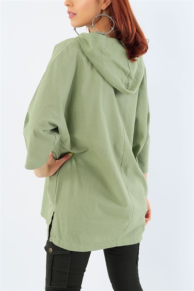 Yeşil Yazlık Bayan Keten Bluz 32009