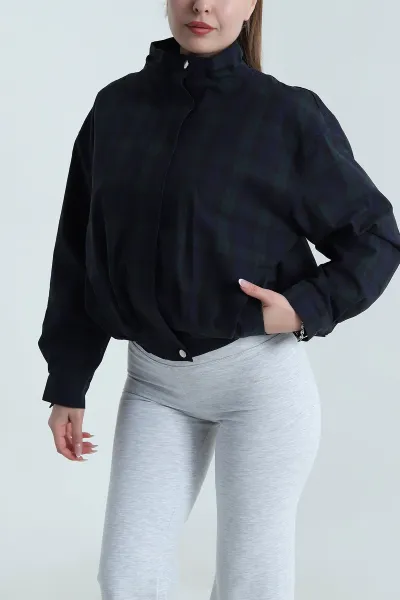 Yeşil Yeni Sezon Ekoseli Kadın Mont 490407