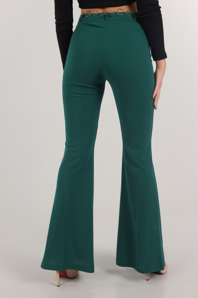 Yeşil Zincir Kemerli Bayan Pantolon 152510