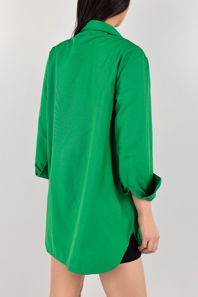 Yeşil Zincir Tasarım Poplin Gömlek Tunik 104687