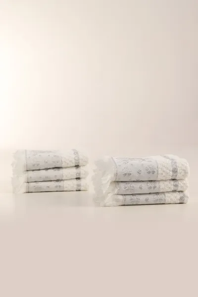 Yoncagül 50x90 Cm Saçaklı Jakarlı 6'lı El Havlusu Seti 434674