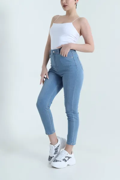 Yüksek Bel Likralı Kadın Kot Pantolon 448482