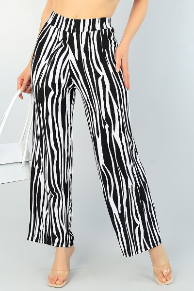 Zebra Desenli Rahat Kalıp Bayan Pantolon 67790