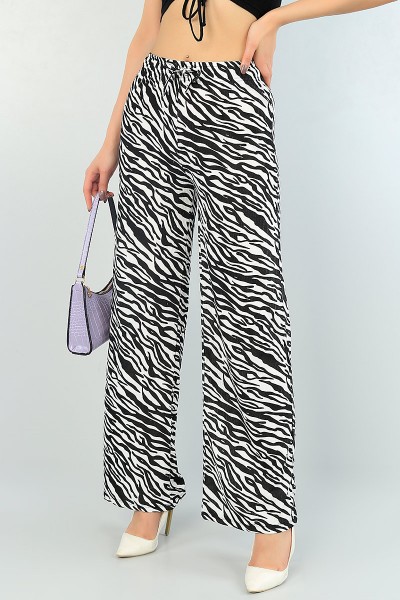 Zebra Desenli Rahat Kalıp Bayan Pantolon 64996