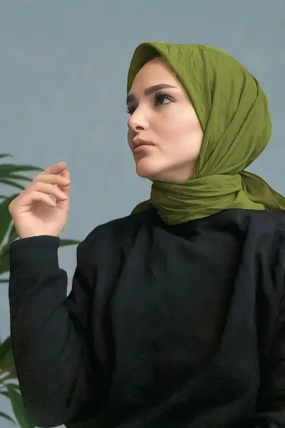 Zeytin 100x100 Bambu Kraş Düz Desen Eşarp 418945