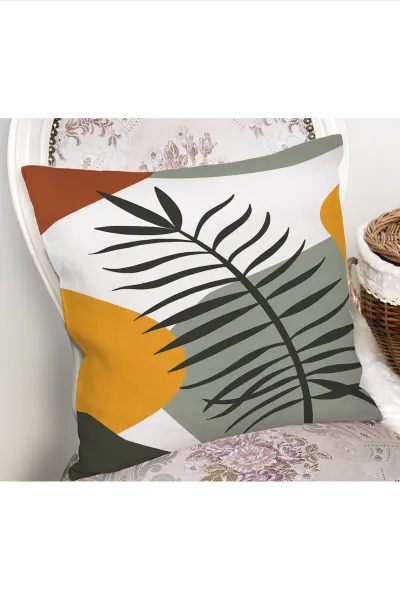 Yeşil 43x43 Dijital Baskılı Fermuarlı Modern Kırlent Kılıfı 272396