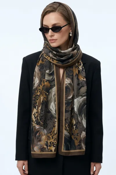 Zeytin 75x180 Cm Our Fashion Dijital Baskılı Desenli Soft Şal 408626