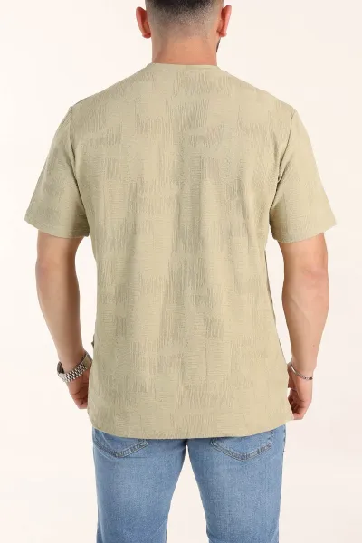 Zeytin Relaxed Fit Dokulu Erkek Tişört 358015