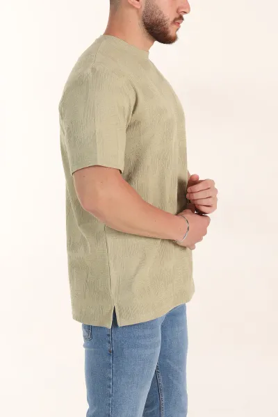Zeytin Relaxed Fit Dokulu Erkek Tişört 358015