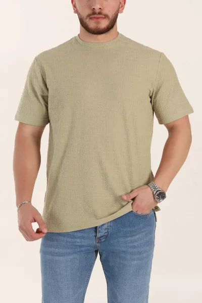 zeytin-relaxed-fit-kabartma-desenli-basic-erkek-tisort-358108