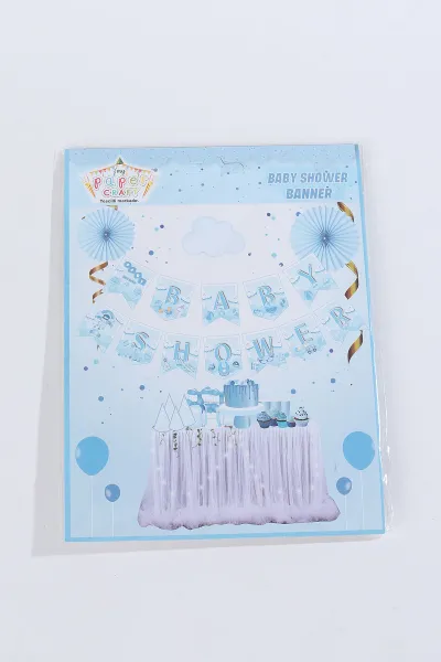 Zikzak Banner Baby Shower Mavi 303193