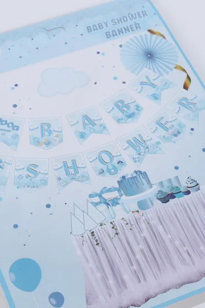 Zikzak Banner Baby Shower Mavi 303193