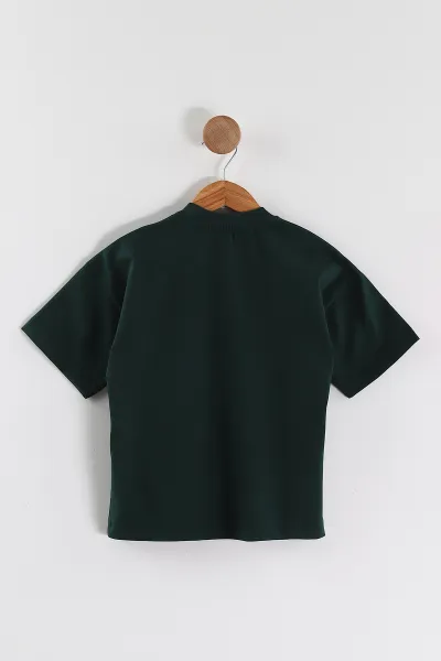 Zümrüt Yeşili (3-10 Yaş) Enjoy Baskılı Oversize Erkek Çocuk Tişört 469009