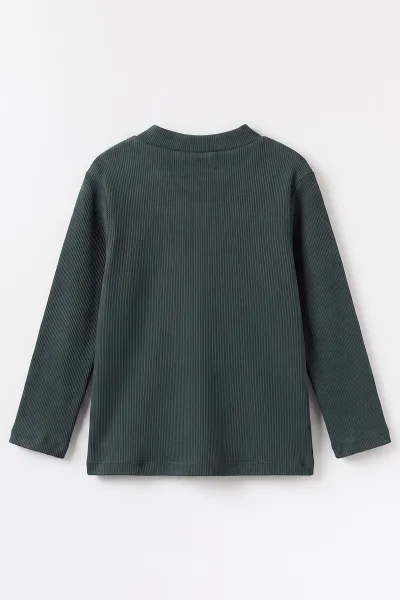 Zümrüt Yeşili (5-12 Yaş) Yarım Balıkçı Yaka Kaşkorse Çocuk Body Sweatshirt 495473