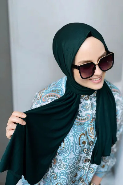 Zümrüt Yeşili 75x190 Düz Penye Şal 287337