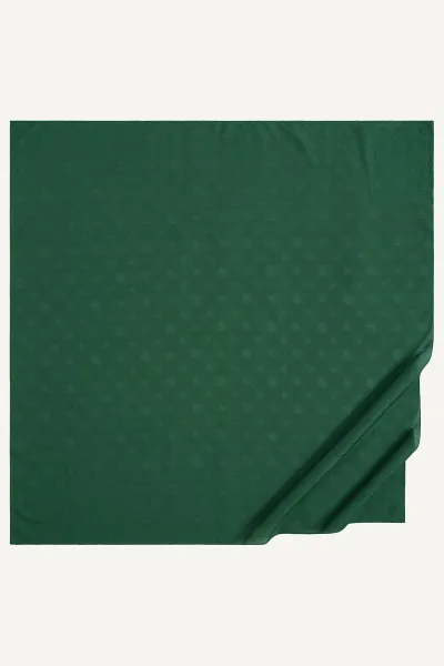 Zümrüt Yeşili 98x98 Cm Jakarlı Desenli Monogram Eşarp 432675
