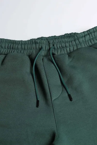 Zümrüt Yeşili Baggy Üç İp Şardonlu Belden Bağlamalı Erkek Eşofman Altı 398053