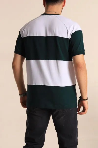 Zümrüt Yeşili Beyaz Regular Fit Yazı Detay Reglan Kol Erkek Tişört 262958