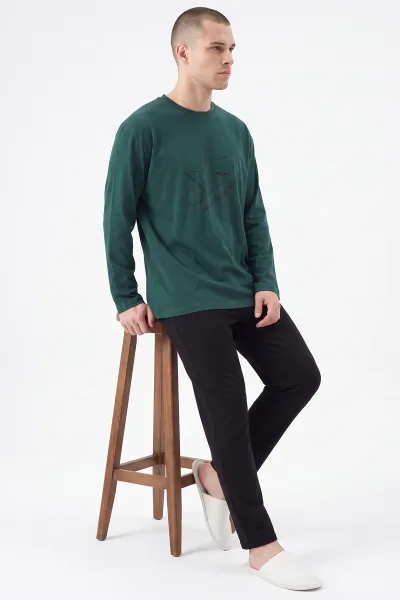 Zümrüt Yeşili Basic Uzun Kollu Erkek Pijama Takımı 500887