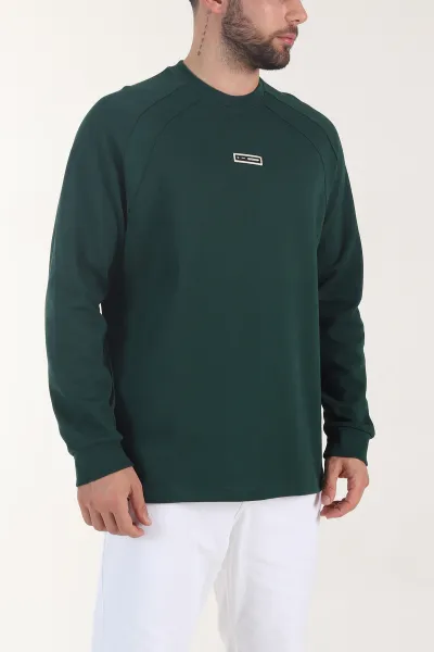 Zümrüt Yeşili Bisiklet Yaka Erkek Sweatshirt 406588