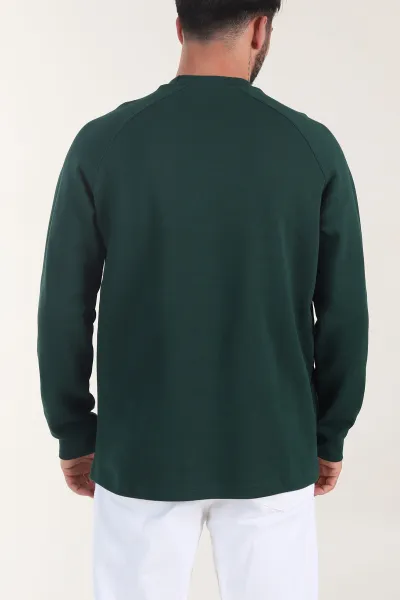 Zümrüt Yeşili Bisiklet Yaka Erkek Sweatshirt 406588