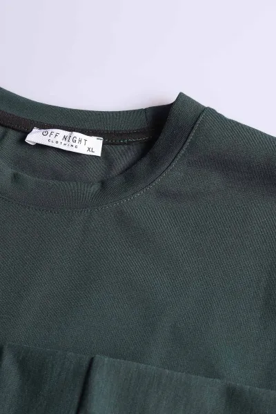 Zümrüt Yeşili Bisiklet Yaka Uzun Kollu Erkek Sweatshirt 396898