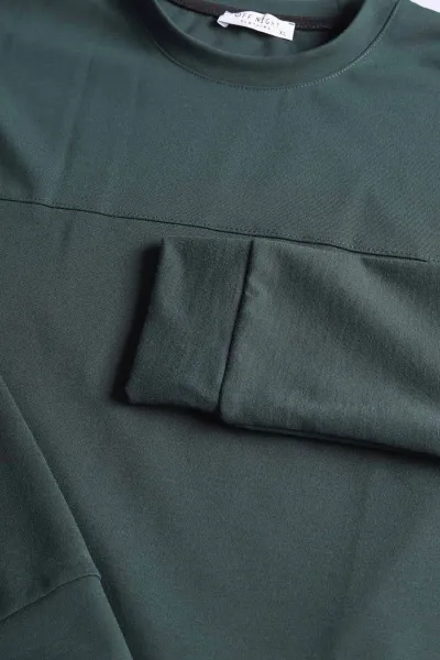 Zümrüt Yeşili Bisiklet Yaka Uzun Kollu Erkek Sweatshirt 396898
