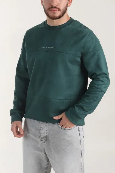 zumrut-yesili-bisiklet-yaka-yazi-detayli-erkek-sweatshirt-404791