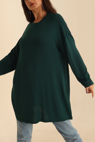 Zümrüt Yeşili Çilek Kumaş Tunik 204120