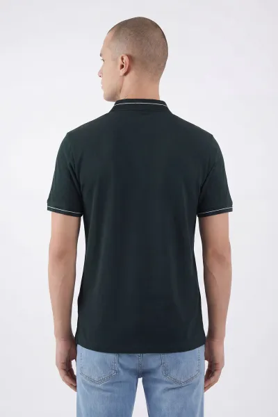 Zümrüt Yeşili Modal Kumaş Polo Yaka Düğmeli Erkek Tişört 447800