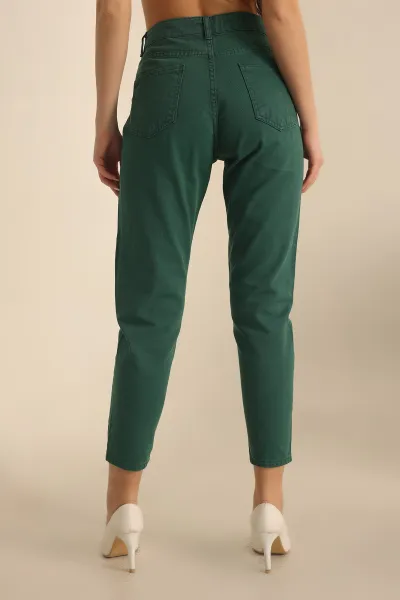 Zümrüt Yeşili Mom Kadın Kot Pantolon 229157