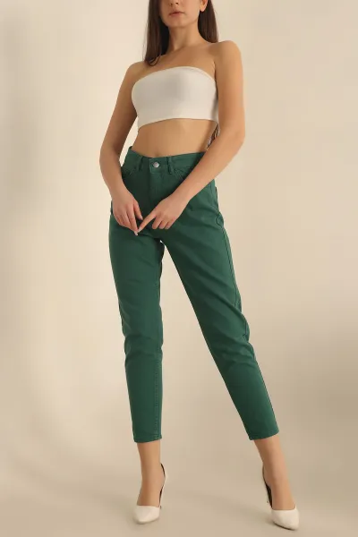 Zümrüt Yeşili Mom Kadın Kot Pantolon 229157