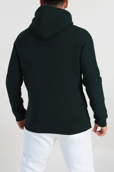 Zümrüt Yeşili Oversize Üç İp Şardonlu Kapüşonlu Sweatshirt 300916