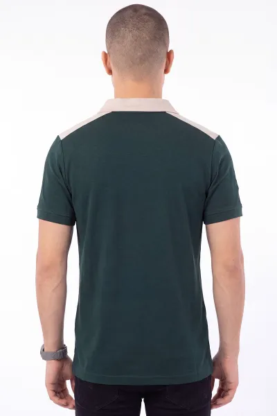 Zümrüt Yeşili Oysho Kumaş Polo Yaka Düğme Detaylı Erkek Tişört 471694