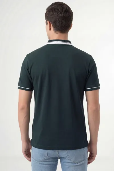 Zümrüt Yeşili Oysho Kumaş Polo Yaka Erkek Tişört 447826